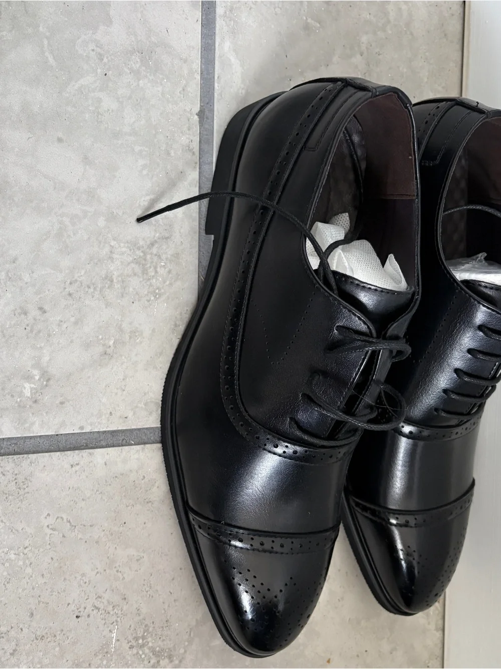 Men's Black Cap-Toe Leather Dress Oxfords size 12/12.5 US